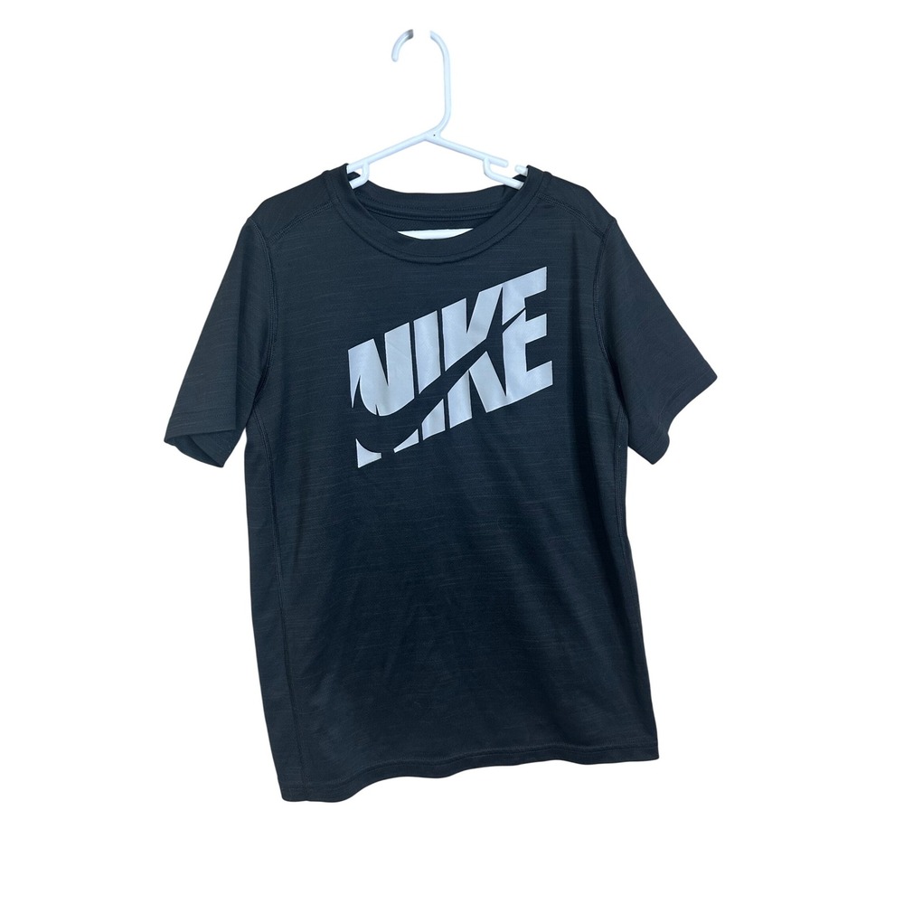 Nike Dri-FIT Boys T-Shirt Black Short Sleeve Athletic Top‎